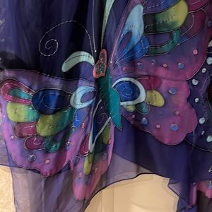 Silk shawl top with butterfly detail